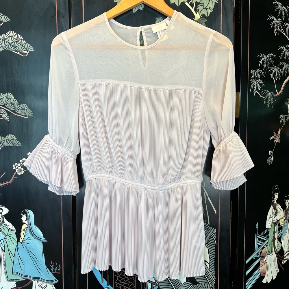 H&M Pale Pink Sheer Blouse with Bell Sleeves
